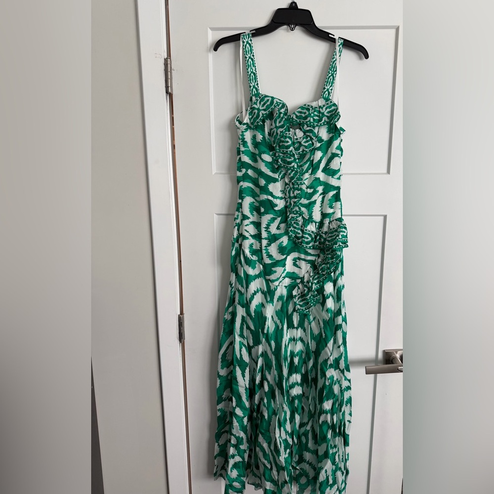 Alex Marie Green and White Maxi Dress